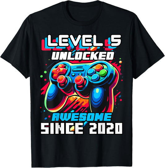 5th Birthday Boy Level 5 Gamer 5 Year Video Game Party T-Shirt