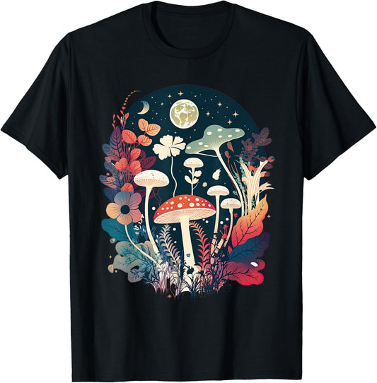Aesthetic Goblincore and Dark Cottagecore Mushroom , black T-Shirt