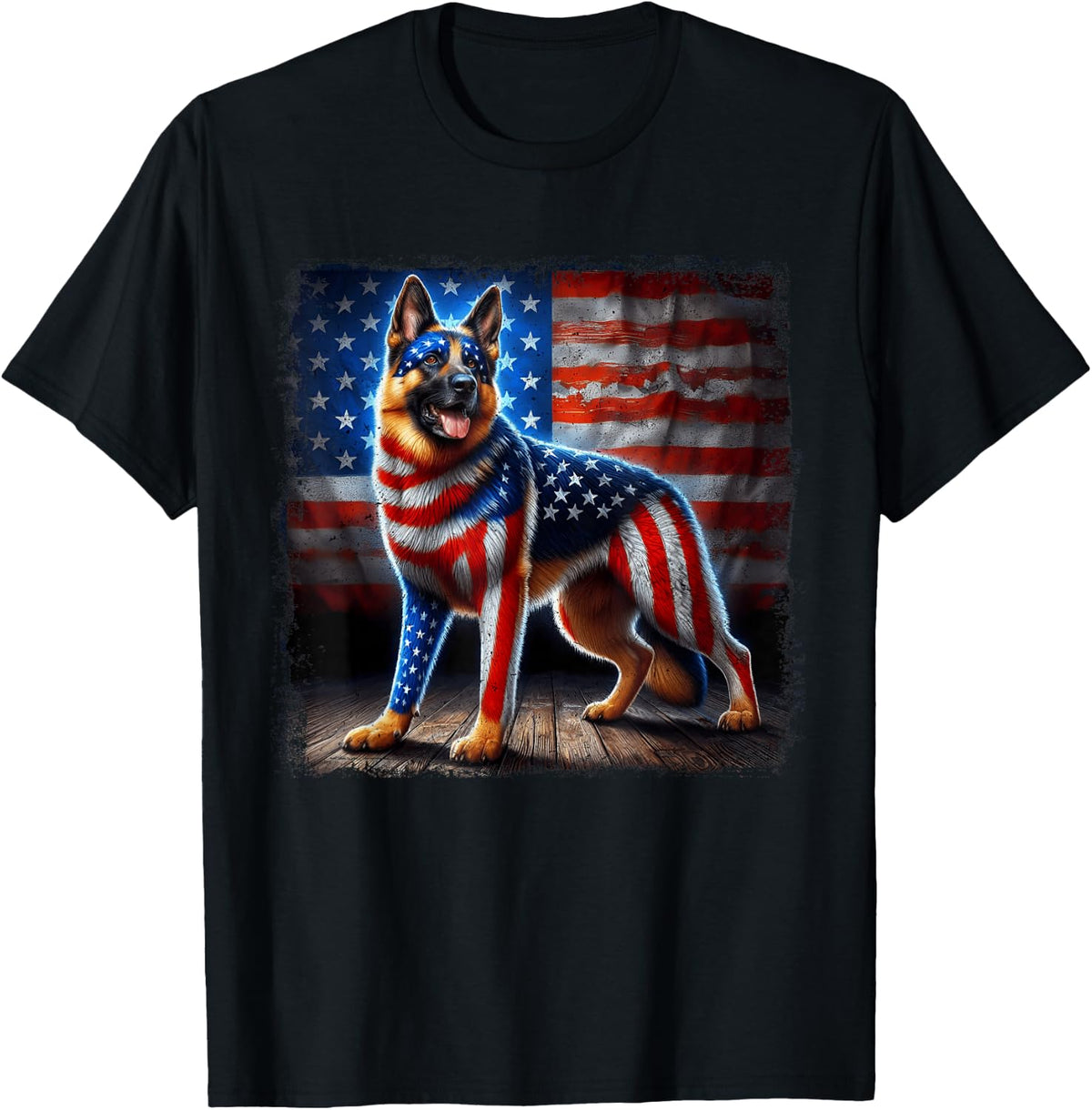 4th of july German Shepherd Patriotic USA American Flag T-Shirt