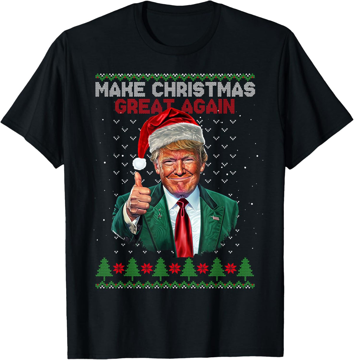 Trump Make Christmas Great Again Ugly Christmas Jumper , Black, S T-Shirt