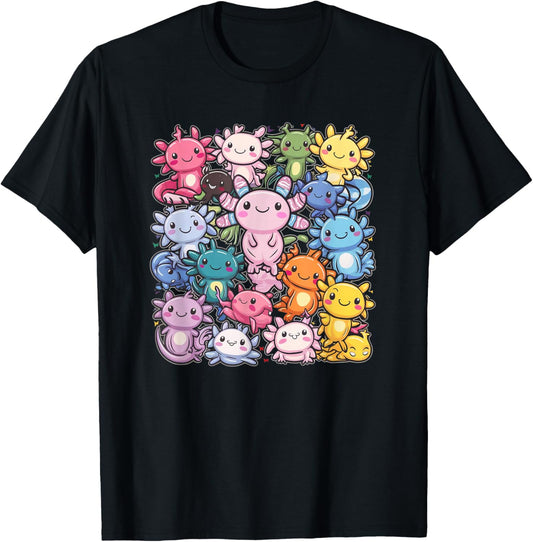 Axolotl Cute Axolotls Of The World Kawaii Kids , Black, S T-Shirt