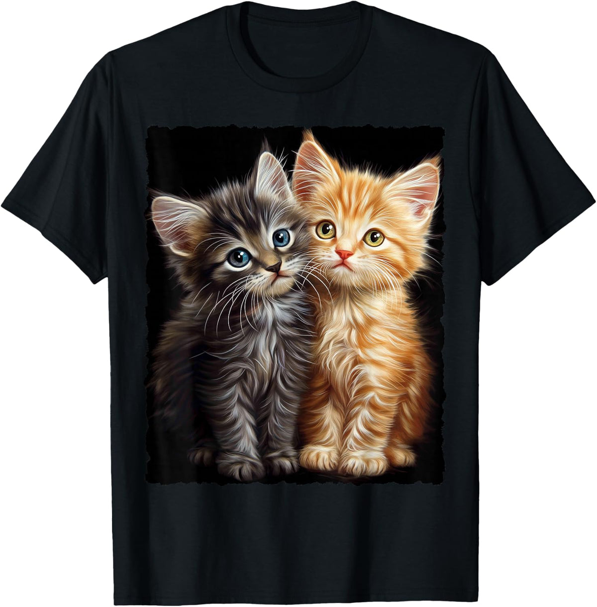 Cute Magic Cat Kitten Fantasy Art , black T-Shirt
