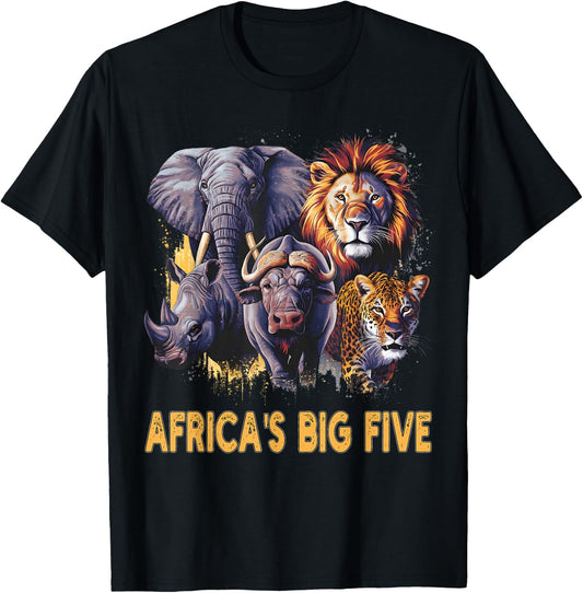 Big 5 Wildlife South Africa Safari Africa's Big Five , black T-Shirt