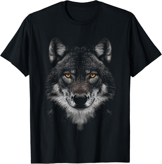 Wolf Animal Motif Artwork Wolf , black T-Shirt