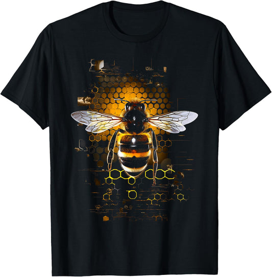 Bee Pattern , Black, S T-Shirt