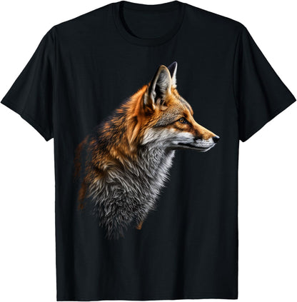 Fox Art Animal Lovers Motif , black T-Shirt