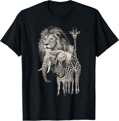 Africa, Lion, Elephant, Giraffe, Zebra, Fans , Black, S T-Shirt