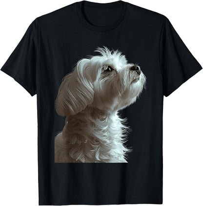 Maltese , black T-Shirt