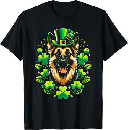 Funny Puppy Shamrock German Shepherd Dog St. Patricks Day T-Shirt