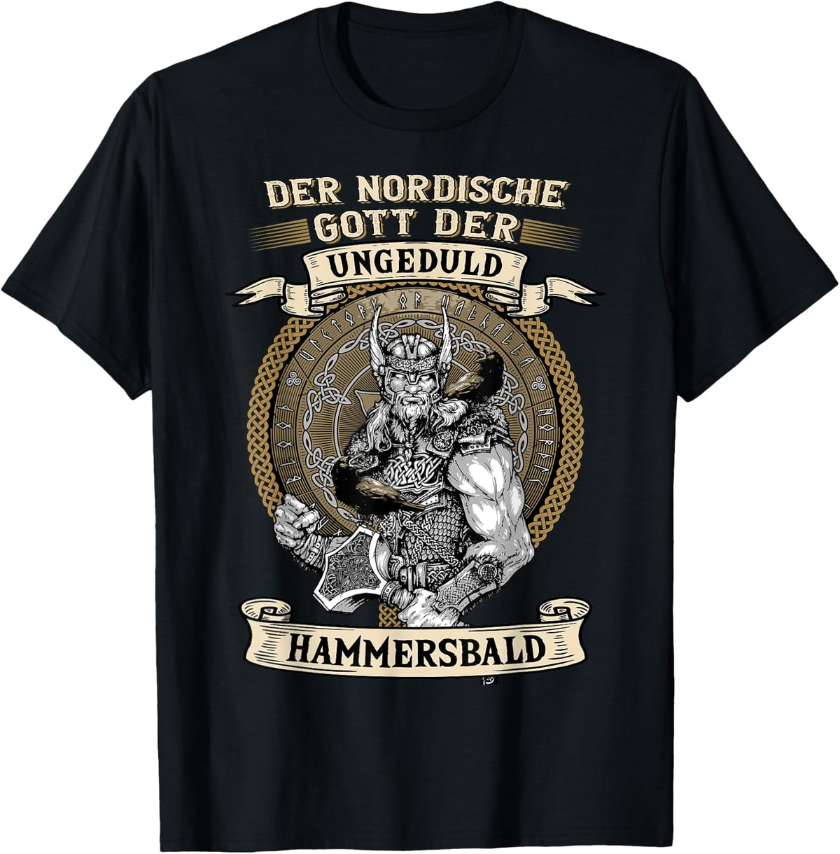 The Nordic God Impatience Hammersbald Viking Black S T-Shirt