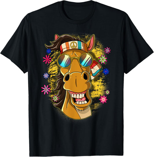 60s 70s Groovy Hippie Costume, black T-Shirt