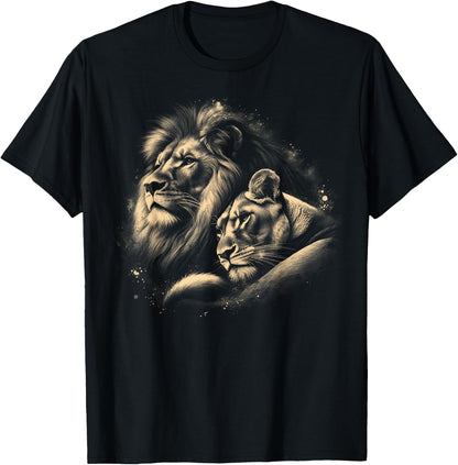 Lion and Lioness Symbol of Love, Loyalty and Partnership , black T-Shirt