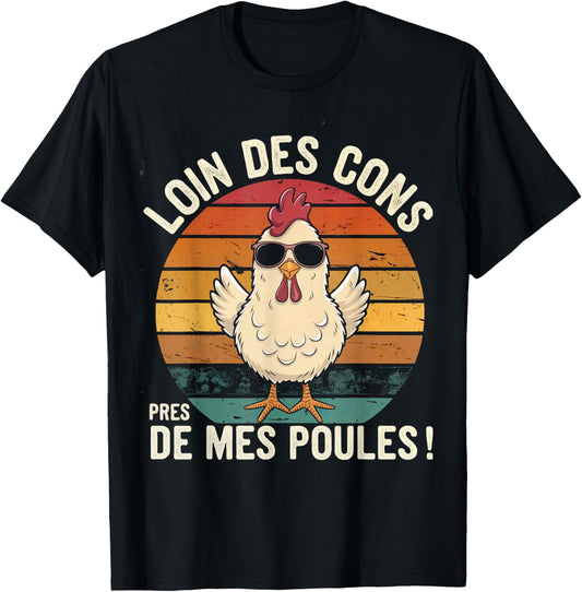Away From Cons Near My Hens Funny Hen Gift Vintage , Black, S T-Shirt