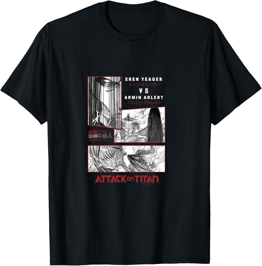 Attack on Titan Eren Yeager VS Armin Arlert Battle Manga Shirt, black T-Shirt