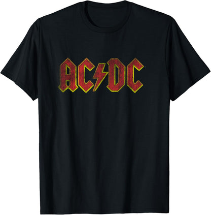 ACDC Distressed Red Logo Rock Music Band Shirt, black T-Shirt